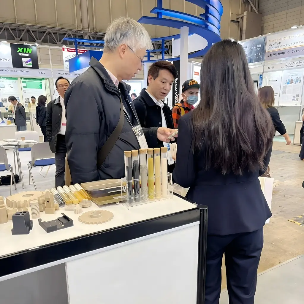Engineering plastic material display at an industry exhibition