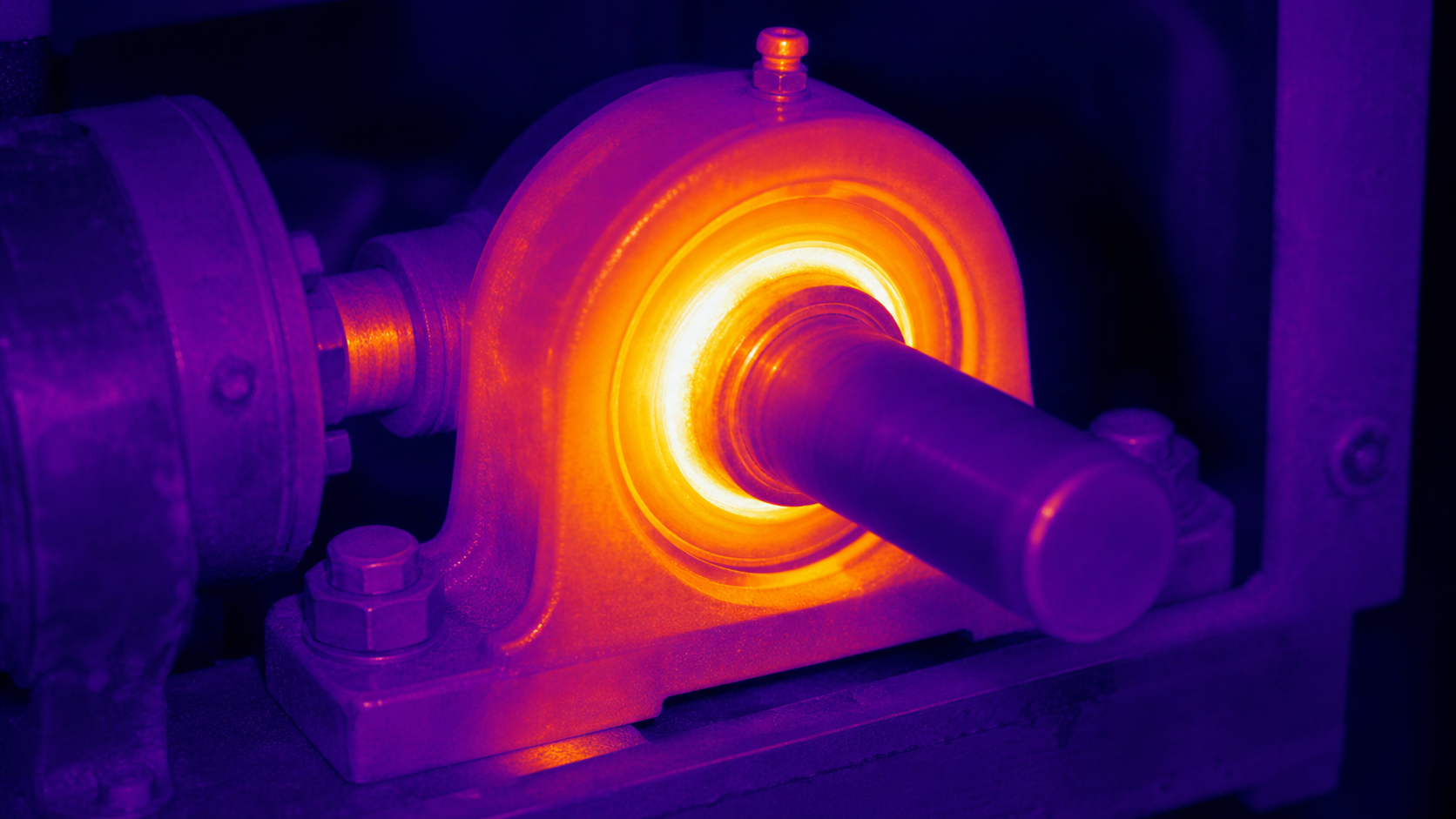 Visualizing Heat Dissipation in PAI Bearings An infrared thermal image showing heat buildup in a running PAI bearing assembly.